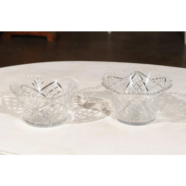 Circa 1900 English Cut Crystal Bowl with Scalloped Top & Diamond Motifs For Sale - Image 10 of 12