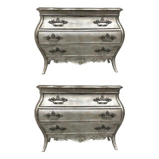 Hooker Traditional Antique Silver Sanctuary Nightstands Pair For Sale