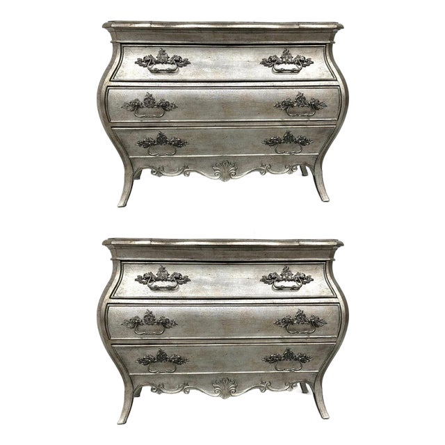 Hooker Traditional Antique Silver Sanctuary Nightstands Pair For Sale