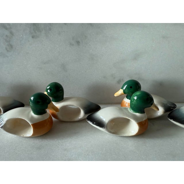 Vintage Mallard Duck Ceramic Napkin Rings - Set of 6 For Sale In Austin - Image 6 of 10