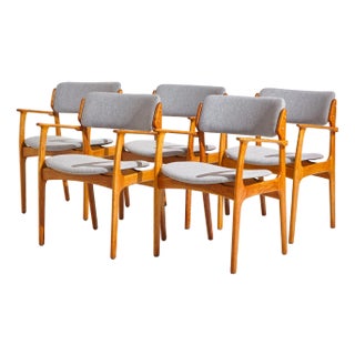 Model 49 Oak Armchair by Erik Buch for O.D. Møbler, 1960s, Set of 5 For Sale