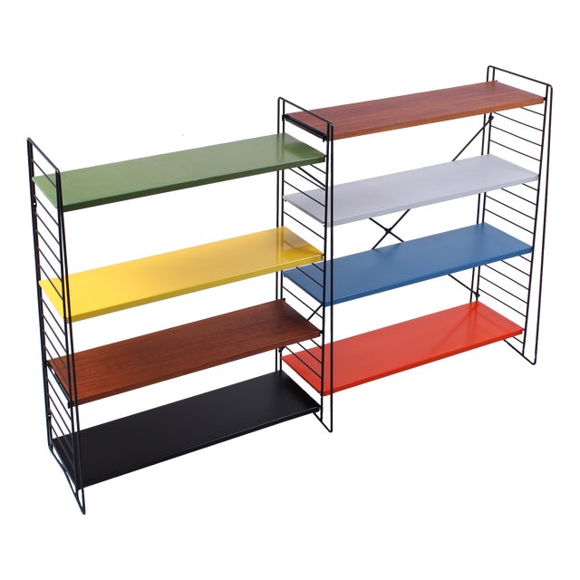 Modular Colored Metal Floor Rack by A. D. Dekker for Tomado, 1950s, Set of 12 For Sale