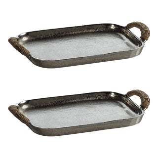 Praslin Raw Aluminum Trays, Set of 2 For Sale