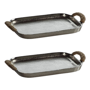 Praslin Raw Aluminum Trays, Set of 2