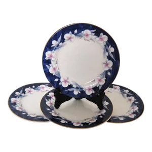 Cobalt Blue Porcelain Plates by Designer Yumi Katsura - Set of 4
