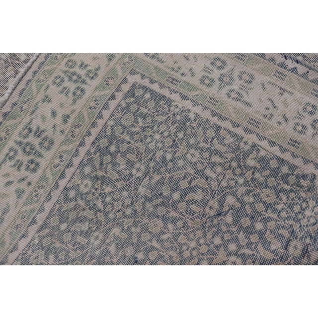 Mid 20th Century Vintage Hand-Knotted Distressed Turkish Rug in Wool With All-Over Floral Pattern For Sale - Image 12 of 13