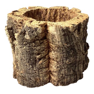 1990s Natural Cork Wood Planter For Sale