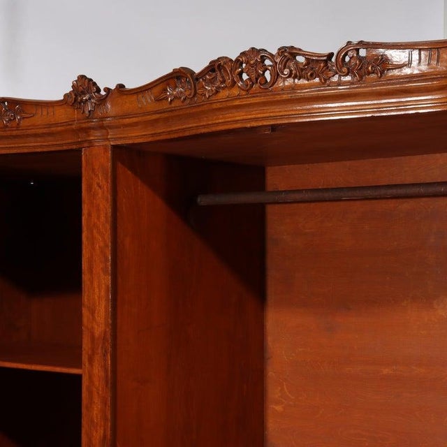 Monumental Antique French Carved Kingwood & Marquetry Four Door Armoire C1890 For Sale - Image 14 of 18