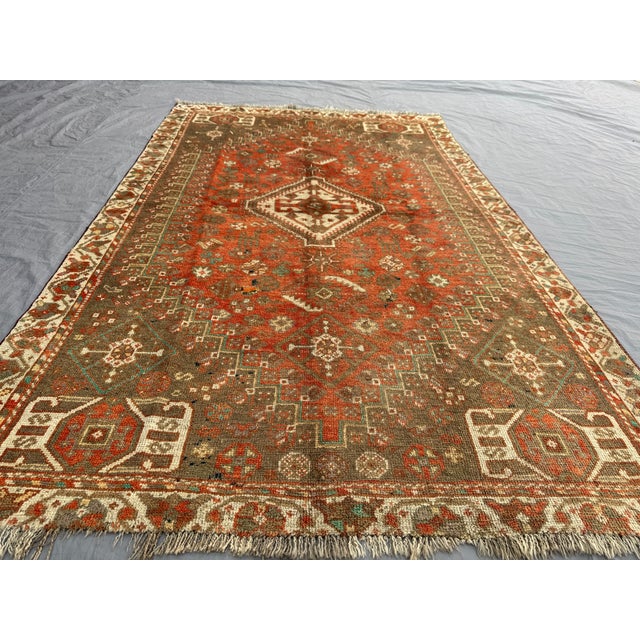 Persian Vintage Shiraz Rug For Sale - Image 6 of 12