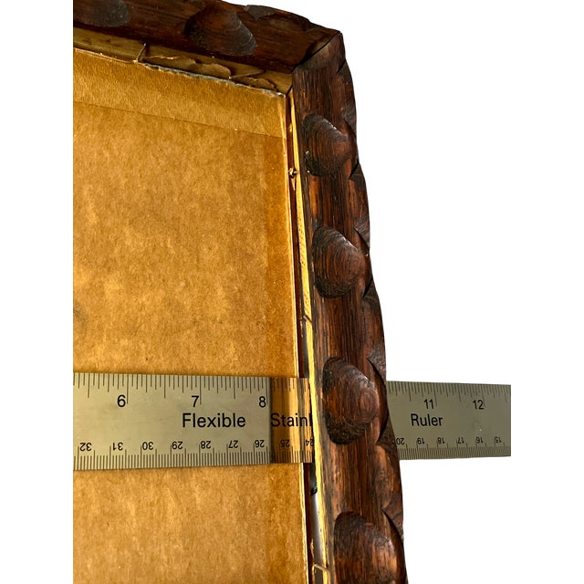 Brown Vintage Hand-Carved Wooden Frame With Raised Scallop and Notched Detailing For Sale - Image 8 of 9