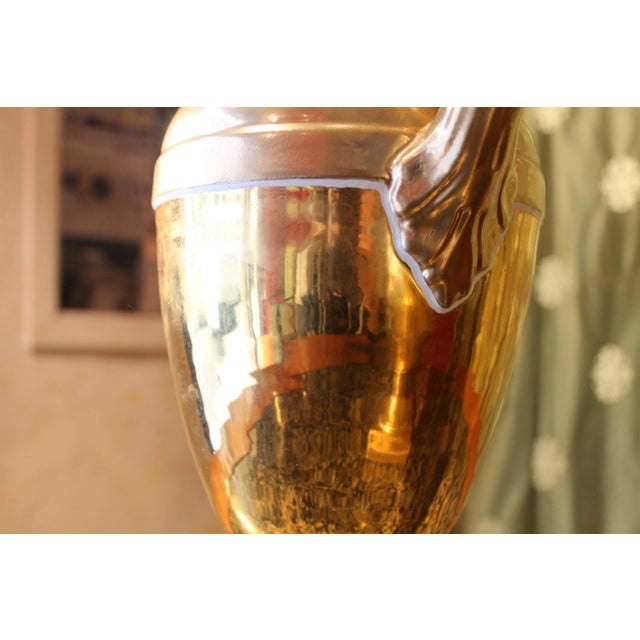 French Empire Period Matte and Burnished Gilt Porcelain Vases, Set of 2 For Sale - Image 6 of 10