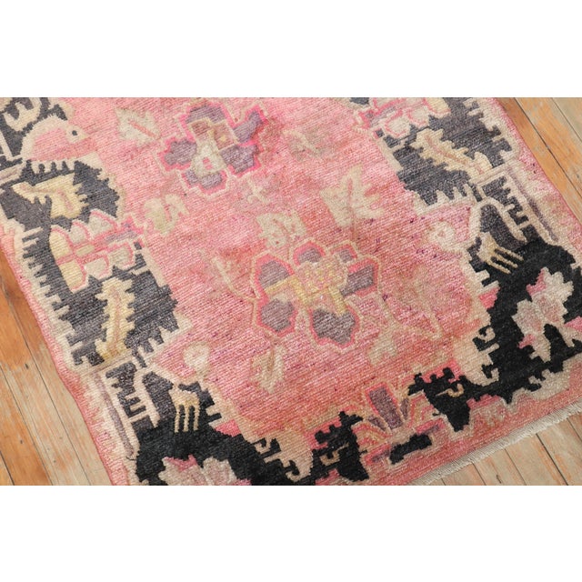 Early 20th Century Early 20th Century Zabihi Collection Pink Floral Tibetan Rug - 3' x 4'9" For Sale - Image 5 of 8