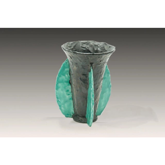 French Blue and Black Ceramic Vase by Jérôme Massier for Vallauris, 1950s For Sale - Image 4 of 6