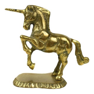 Vintage Brass Unicorn Horse Figurine Model For Sale