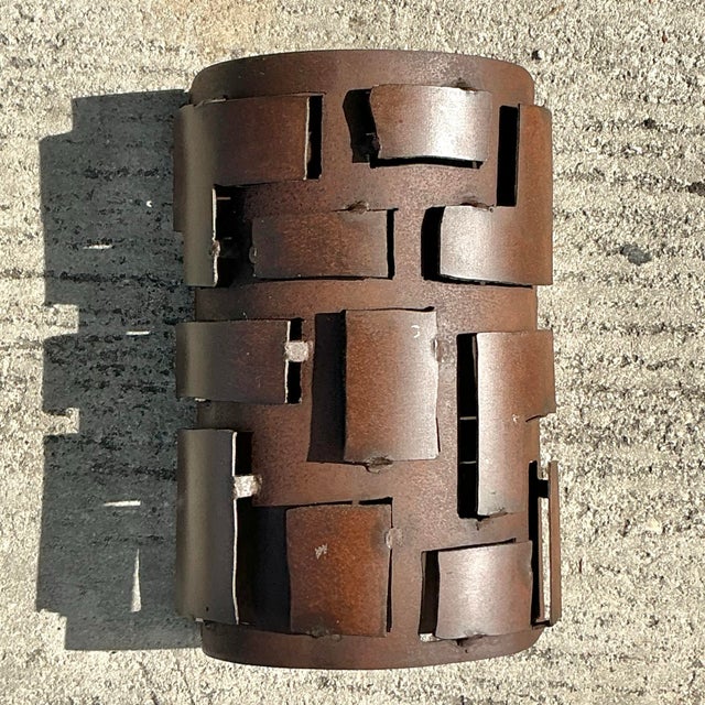 Vintage Boho French Brutalist Wall Sconce For Sale In West Palm - Image 6 of 7