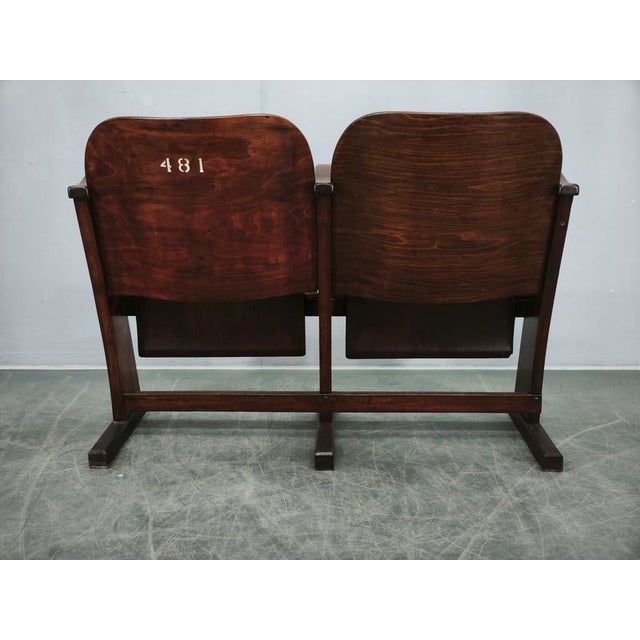 Czech Art Deco 2-Seater Cinema Bench in Beech Wood, 1920s For Sale - Image 13 of 15