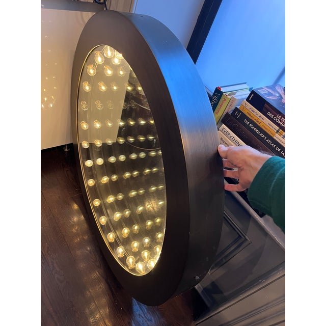 2020s Timothy Oulton Inception Round Medium Mirror – Flat Brass Finish, Like New For Sale - Image 5 of 6