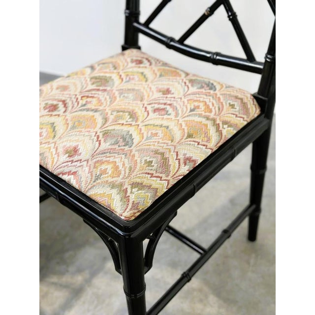 Faux Bamboo Dining Chairs in Black Lacquer, Set of 4 For Sale - Image 5 of 12