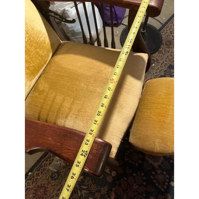 Antique Morris Style Reclining Rocking Chair With Pull-Out Footrest For Sale - Image 9 of 12