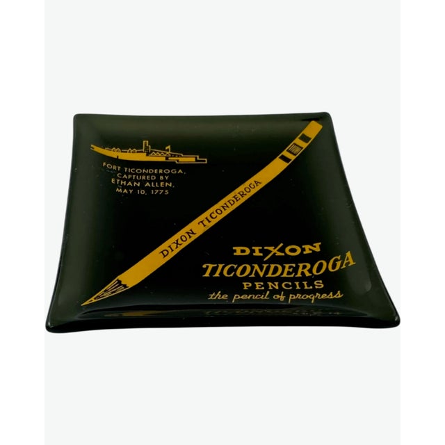 Mid 20th Century Vintage Dixon Ticonderoga Pencils Glass Ashtray Dish For Sale - Image 5 of 9