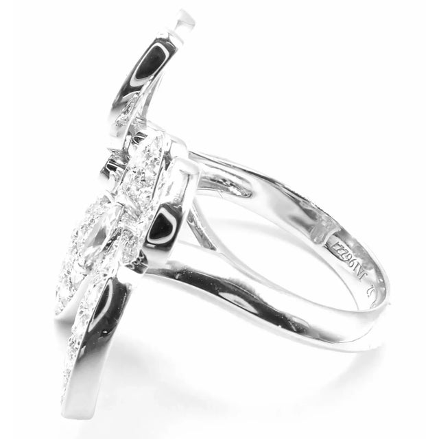 2000 - 2009 Van Cleef & Arpels 18k White Gold Diamond Two Butterfly Between Finger Ring, size 6 For Sale - Image 5 of 10