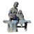 Vintage Life-Size Victorian Mother & Child Garden Sculpture With Bronze Faces, Hands & Upper Body – Garden Bench Statue With Basket Planter, 1980s For Sale