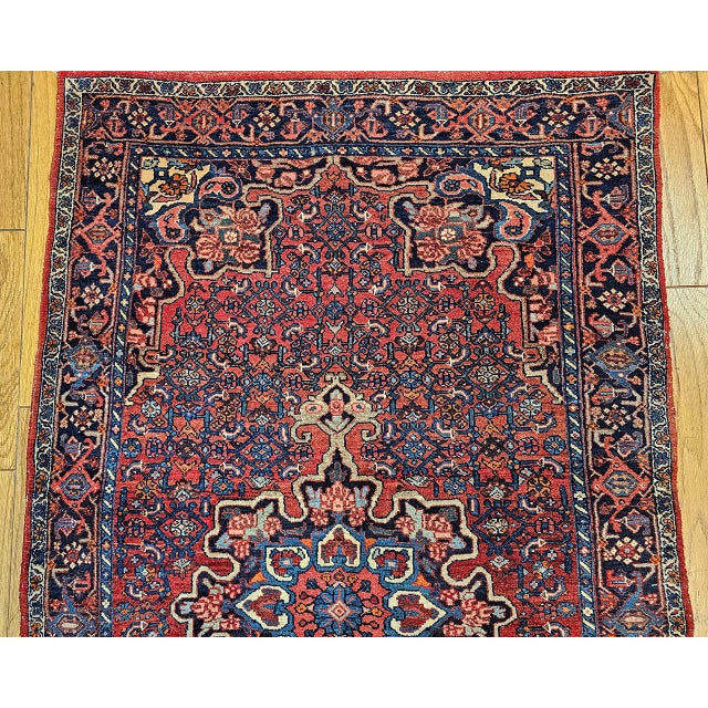 Vintage Persian Bidjar Rug, Hand-Knotted Wool, Geometric Pattern, Red & Blue, 5x8 For Sale - Image 13 of 18