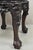 Brown Antique Chinese Carved Hardwood Foo Dog Marble Top 18" Plant Stand Side Table For Sale - Image 8 of 10