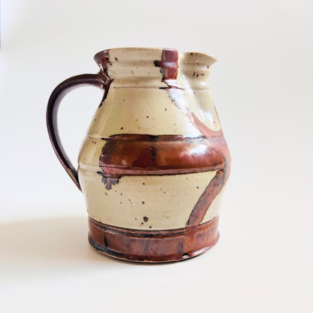 Mid-Century Modern Vintage Studio Pottery Pitcher For Sale - Image 3 of 11
