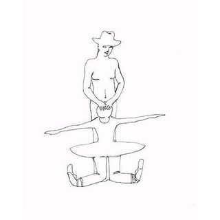 Original Fine Art Drawing by Carla Gannis, Cowboy and Ballerina, 2002 For Sale