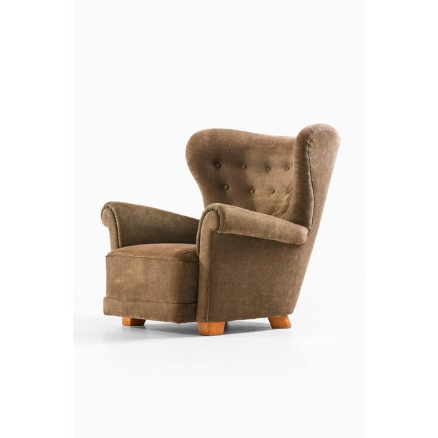 Wood Scandinavian Modern Easy Chair in Birch and Fabric by Elias Svedberg, 1940s For Sale - Image 7 of 10