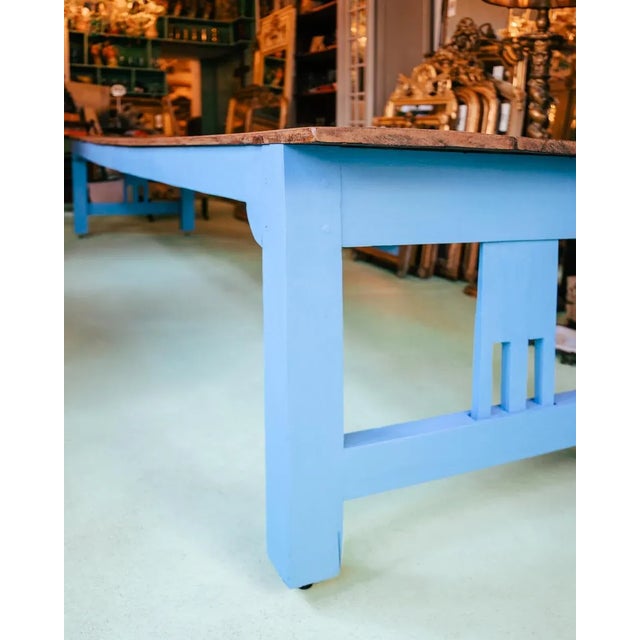 Very Long Vintage French Wooden Cloister Table For Sale - Image 3 of 11