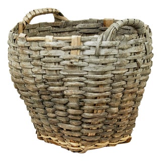 Large Handwoven Pine Basket, 1880 For Sale