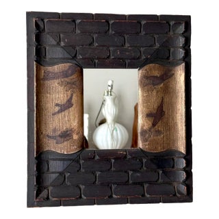 Mid 20th Century Chinoiserie Carved Wood Bird Accent Mirror For Sale