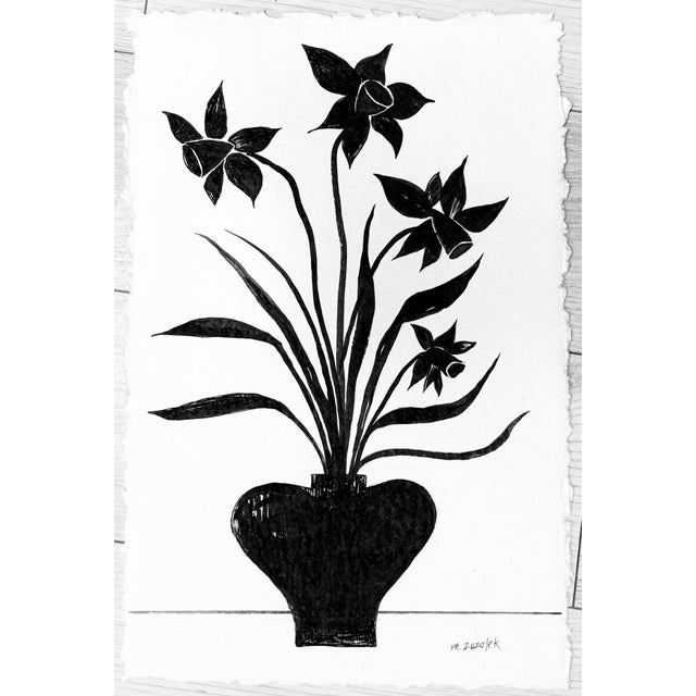 Botanical watercolor in India ink on watercolor paper. From the Études Botanique series. This painting is on handmade...