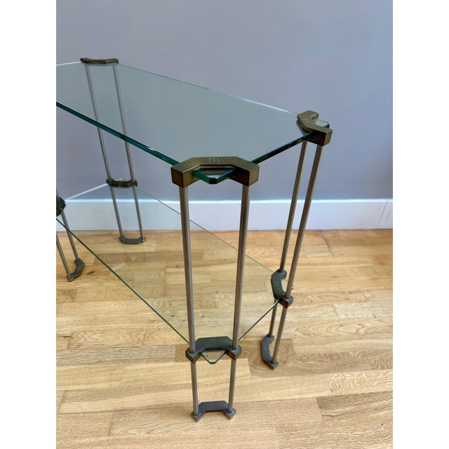 Brass and Glass 2-Tier Console Table by Peter Ghyczy, 1970 For Sale - Image 12 of 13