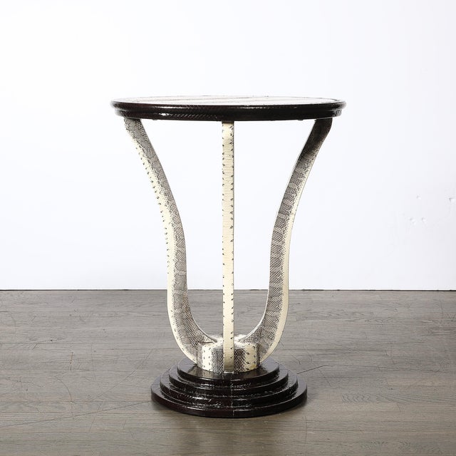 Mid-Century Gueridon Table in Python Leather With Stepped Base by Karl Springer For Sale - Image 14 of 15