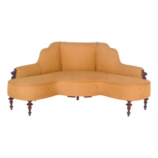 Antique English Victorian Corner Sofa in Mahogany, 1800s For Sale