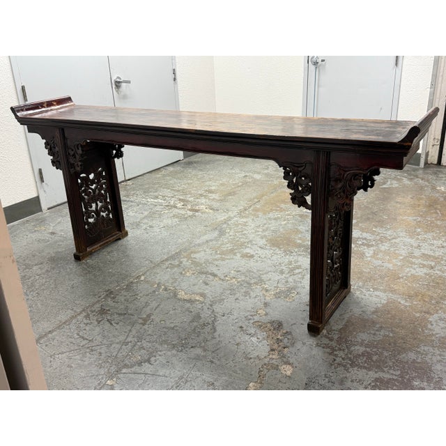 Chinese Carved Wood Console Table, Antique For Sale In San Francisco - Image 6 of 12