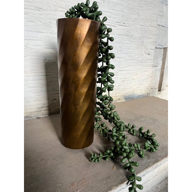 Mid-Century Modern Cylindrical Bronze Vase For Sale - Image 4 of 6
