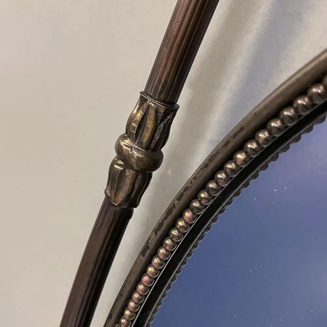 Brown Mid-Century Modern Brass Wall Mirror with Ribbon and Decorations, Italy, 1950s For Sale - Image 8 of 12