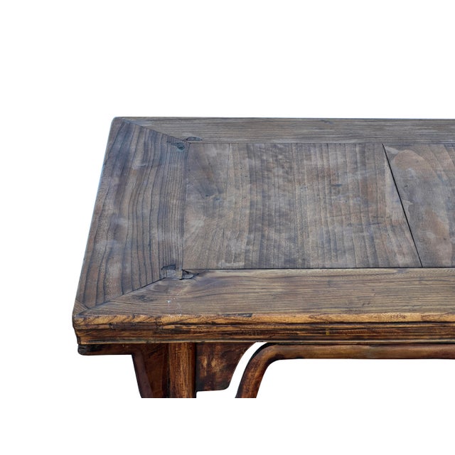 Vintage Rustic Raw Wood-Square Ming Style Apron Low Coffee Table For Sale - Image 12 of 15