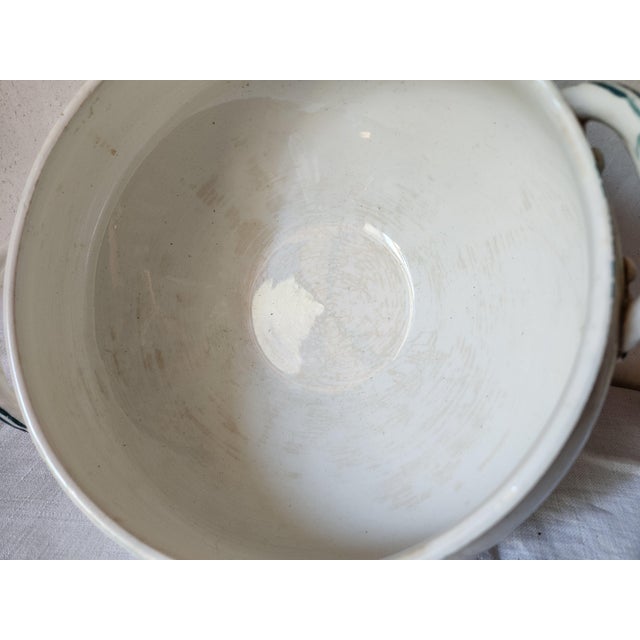 French Forest Green Floral Earthenware Soup Tureen from Sarregeumines, 1880s For Sale - Image 10 of 17