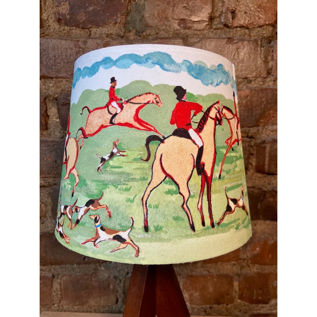 Fox Hunt Original Whimsical Hand Painted Tabletop Lampshade by Pauline De Roussy De Sales For Sale - Image 9 of 11