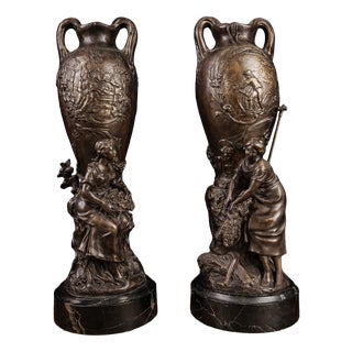 Large Napoleon III Vases by François Moreau, Set of 2 For Sale