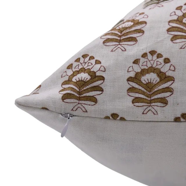 Art Deco Fabdivine Handcrafted Block Print Cushion Cover 22x22 Inch Pure White Linen- Bheeshma For Sale - Image 3 of 5