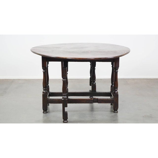 Antique English Oak Gateleg Table For Sale - Image 4 of 17