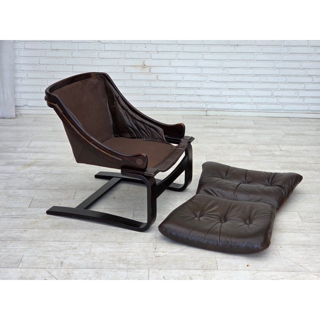 Swedish Armchair in Leather by Åke Fribytter, 1970s For Sale - Image 4 of 18