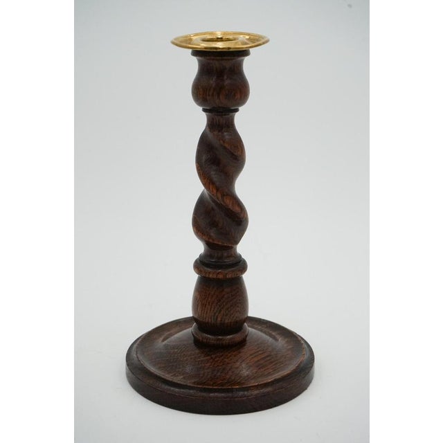 Wood Early Victorian English Oak Barley Twist Candleholders, Set of 2 For Sale - Image 7 of 12