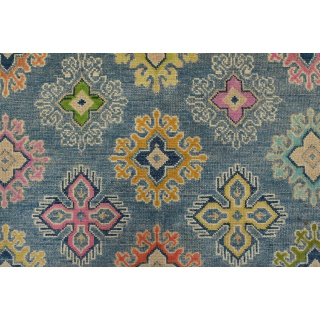 Blue Kazak Rug 5’6” X 7’10” Blue Wool Tribal Hand-Knotted Oriental Carpet For Sale - Image 8 of 15